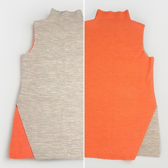Merino Wool Reversible Women’s Sleeveless Mock Turtleneck Knit Sweater est S/M - Picture 1 of 8